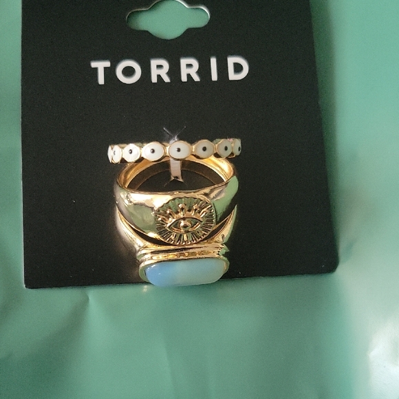 Torrid Gold and White Eye Ring Set - Picture 1 of 8